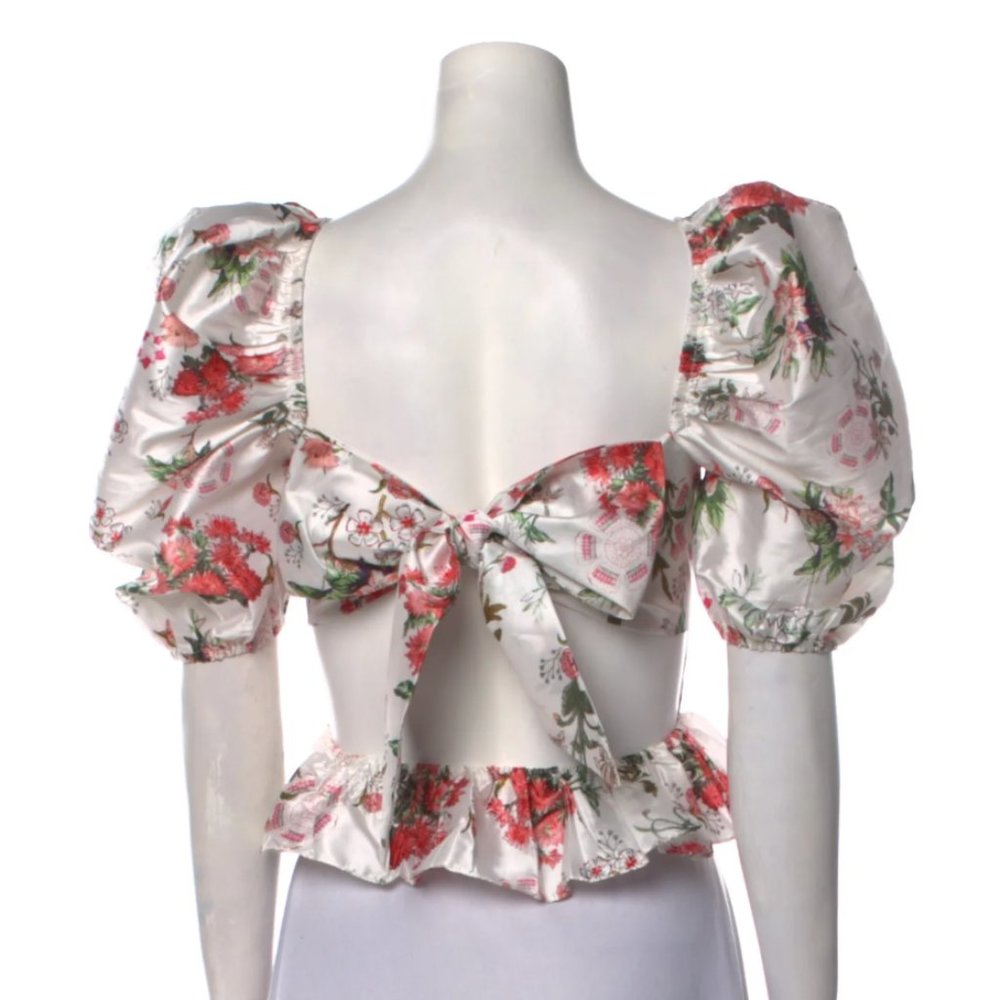 HEMANTA & NANDITA Floral Square Neck Top - Picture 2 of 3